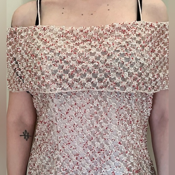 00s vintage beaded off-shoulder top - Picture 1 of 7
